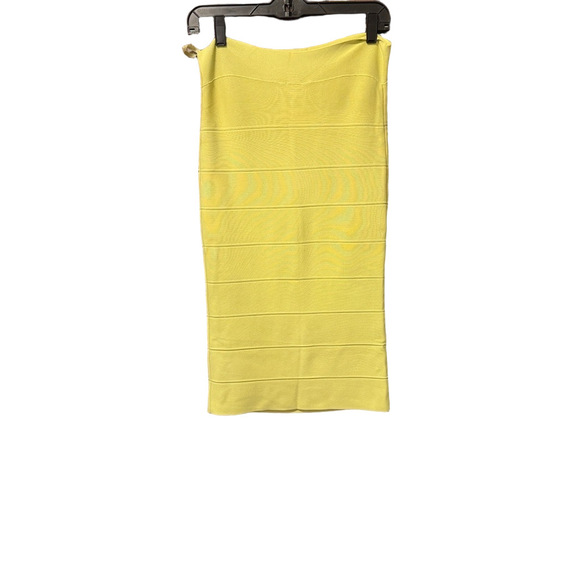 BCBGMaxAzria Bodycon Midi Bandaged Lemon-Lime Neon Skirt - Picture 1 of 3